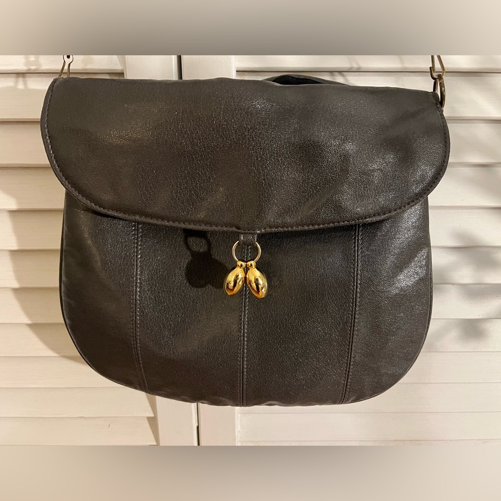 Tanito Gray Shoulder Bag with Gold Accents Vintage